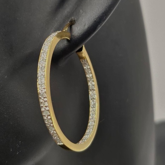 .50 CT Natural Diamond Hoops Earring 14kt Gold Plated - Picture 4 of 4